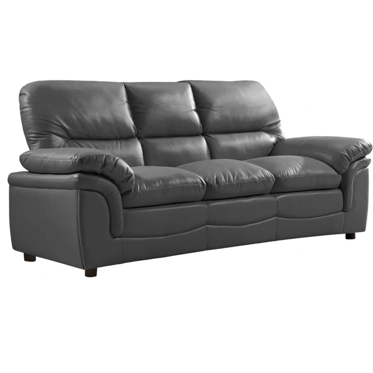 Amaya Grey Leather 3 Seater Sofa