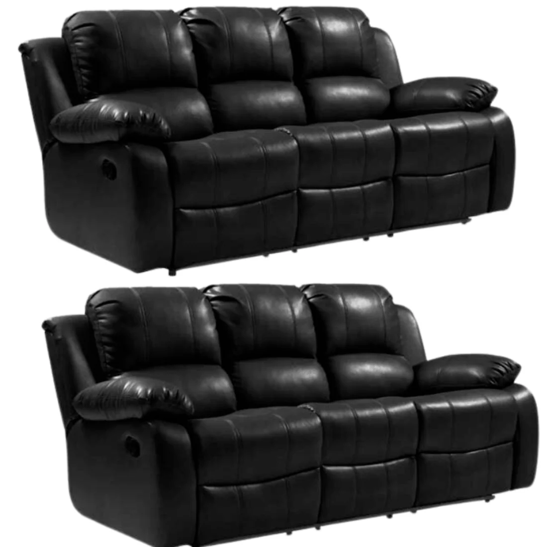 Seville Tan Leather Manual Recliner 3+3 Seater Sofa Set