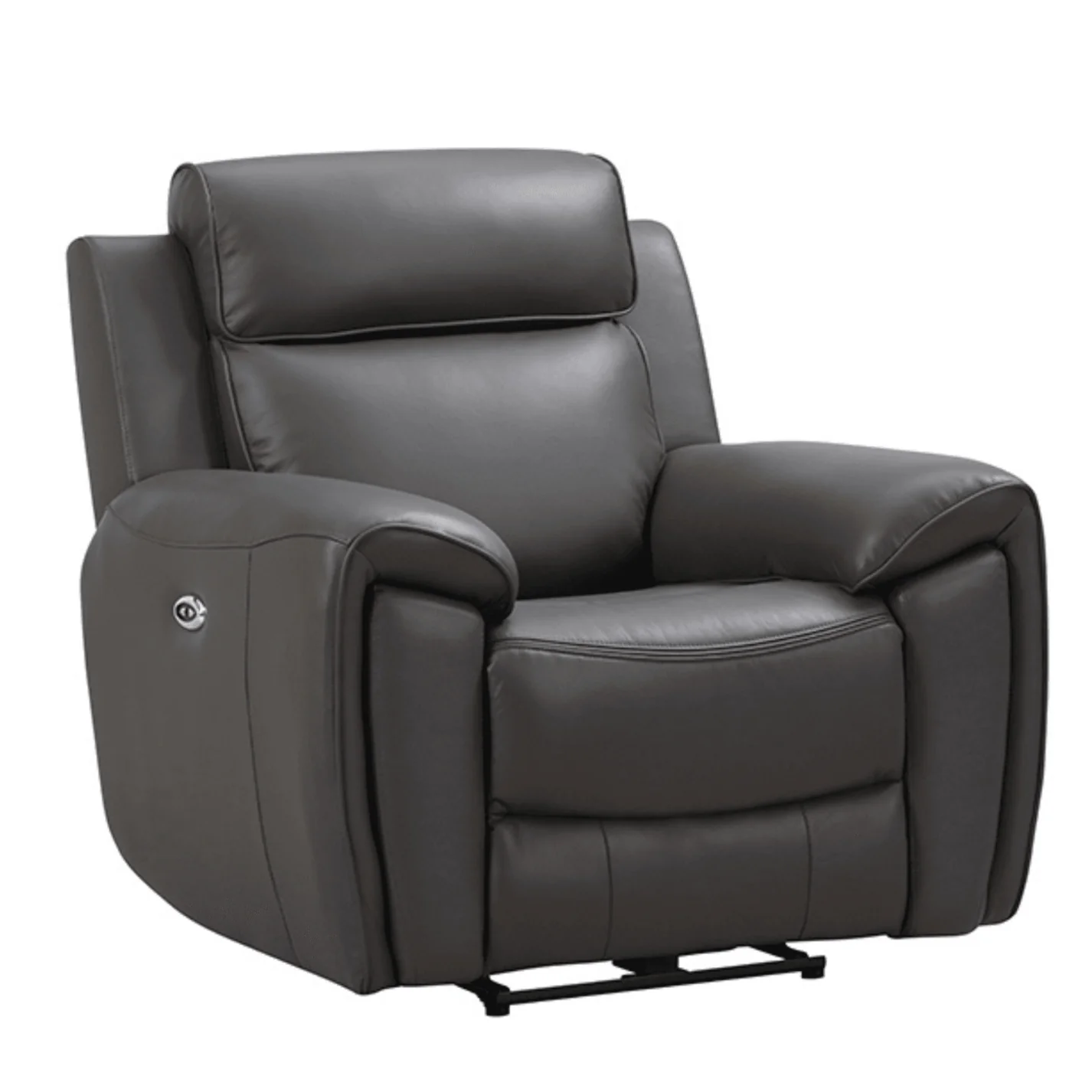 Nevara Genuine Leather Grey Electric Power Recliner Armchair