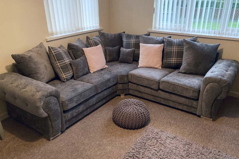 Amaya Scatter Grey Fabric Corner Sofa