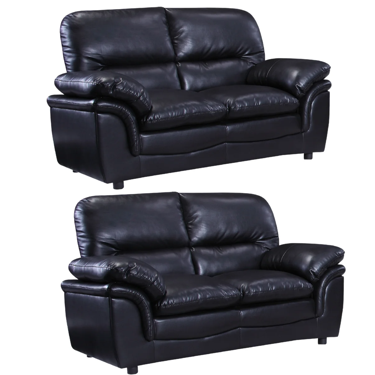 Amaya Black Leather 2+2 Seater Sofa Set