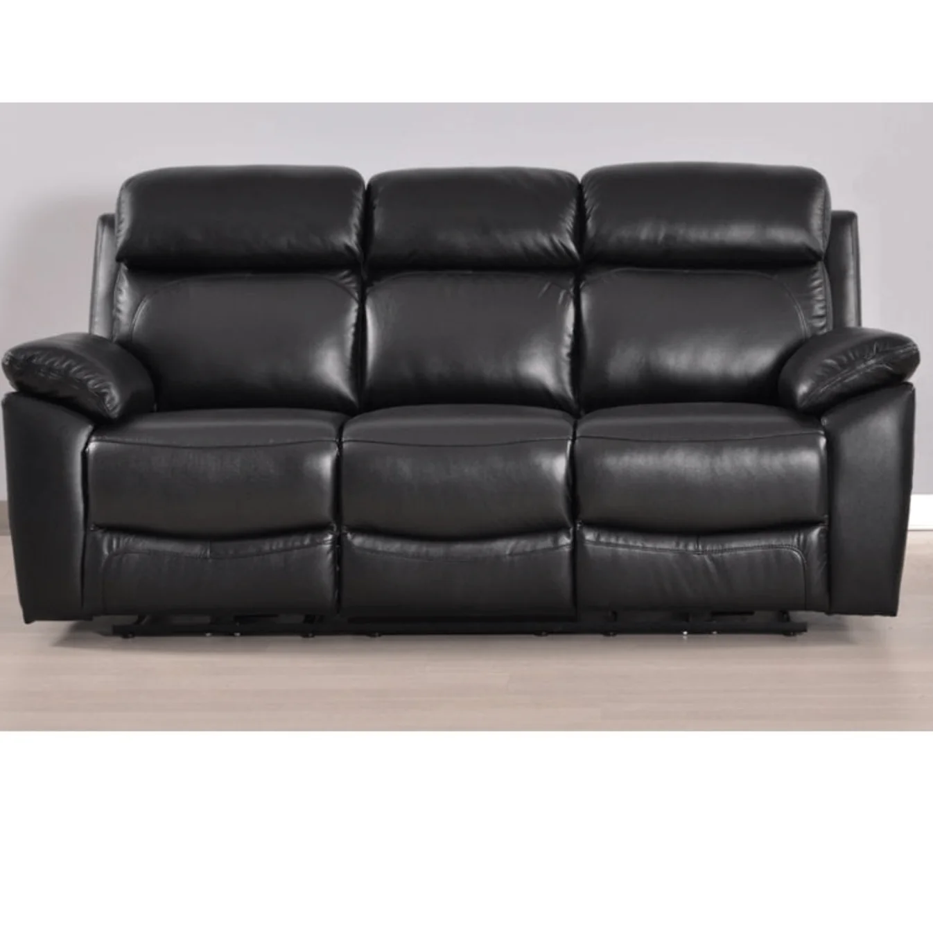 Newsome Genuine Leather Black Electric Power Recliner 3 Seater