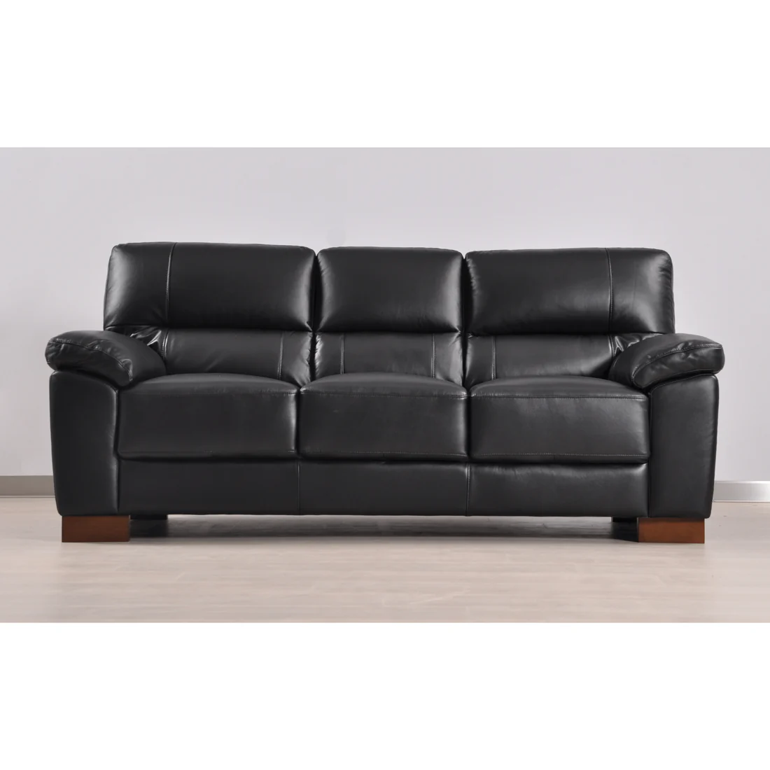 Pavilion Genuine Leather Black 3 Seater Sofa