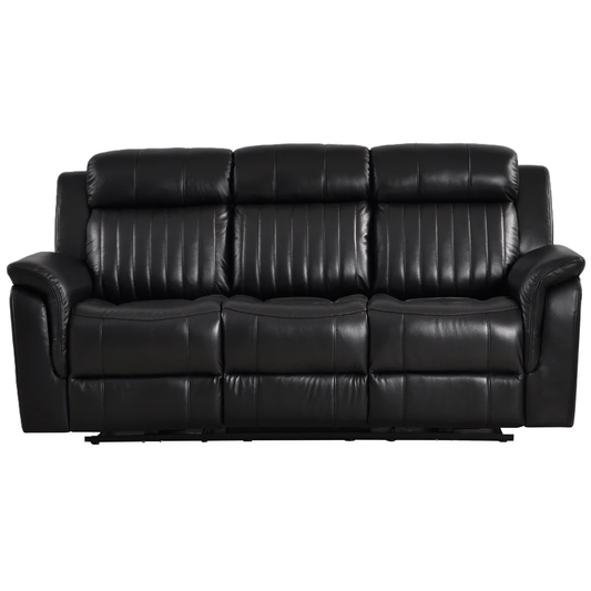 Bravado Genuine Leather Black Electric Power Recliner 3 Seater
