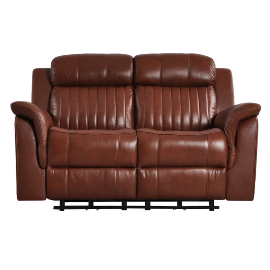 Bravado Genuine Leather Tan Electric Power Recliner 2 Seater