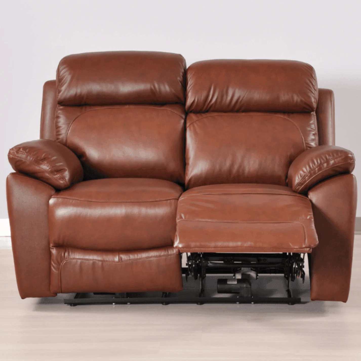 Newsome Genuine Leather Tan Electric Power Recliner 2 Seater