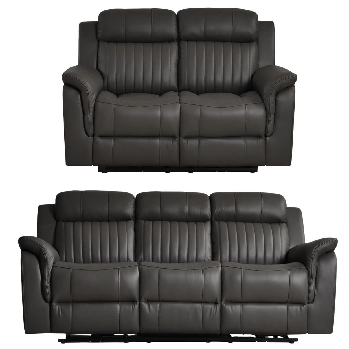 Bravado Genuine Leather Black Electric Power Recliner 3+2 Seater