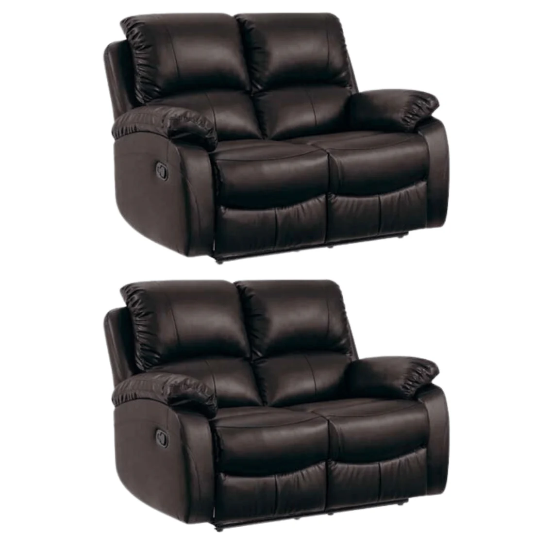 Pittsburgh Brown Leather Manual Recliner 2+2 Seater Sofa Set