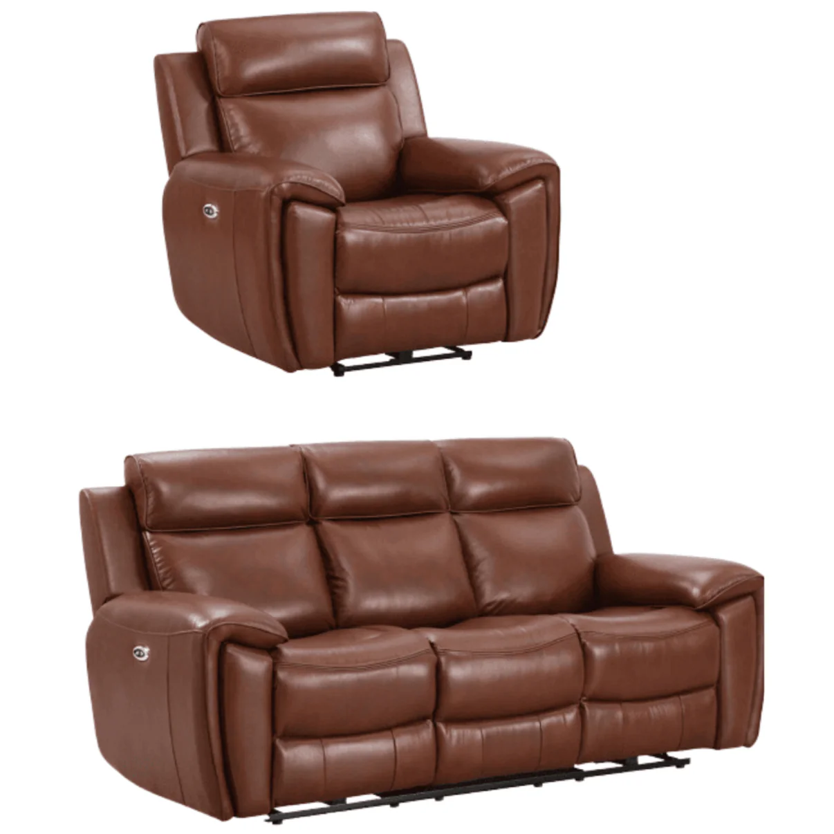 Nevara Genuine Leather Black Electric Power Recliner 3+1 Seater Sofa Set
