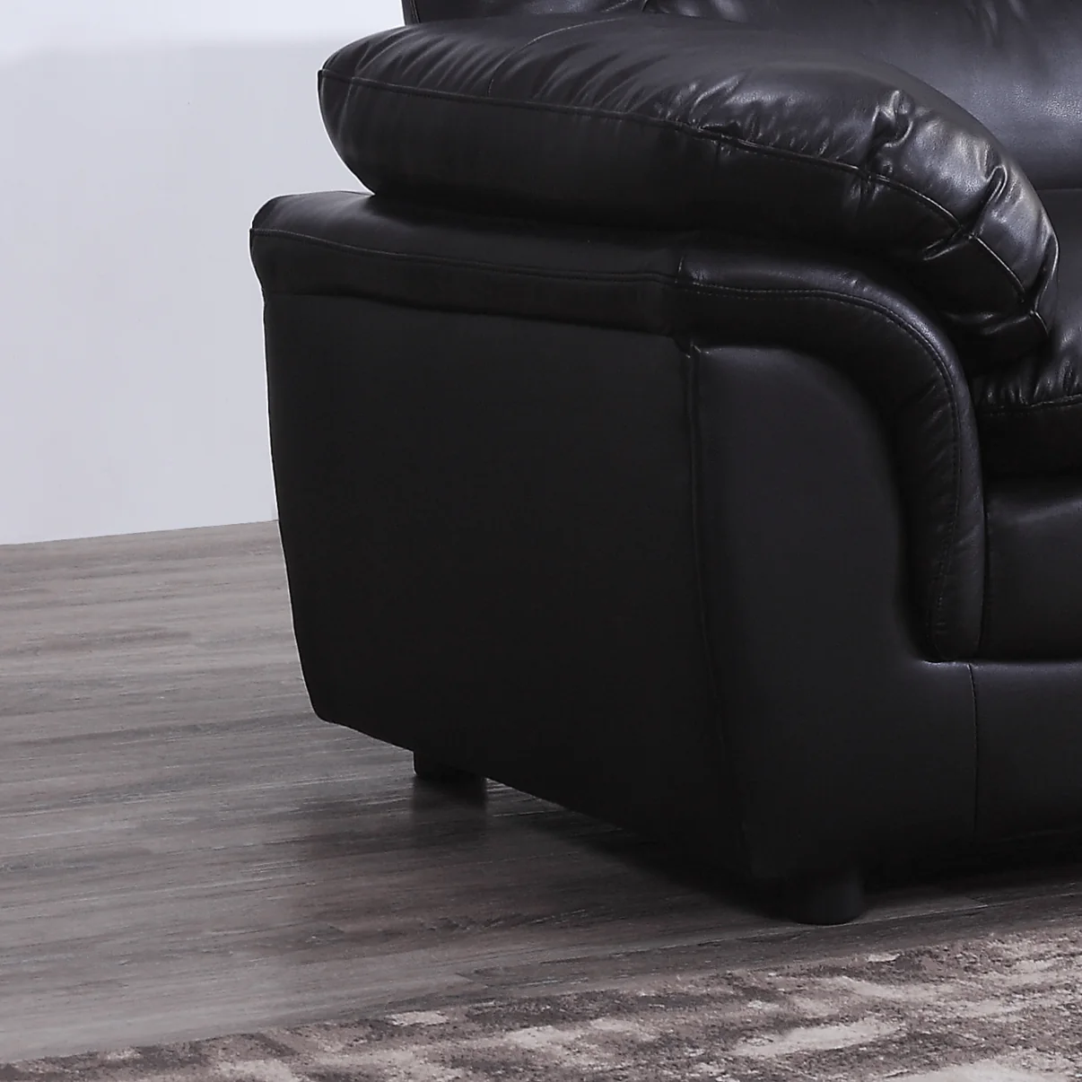Amaya Black Leather 3+3 Seater Sofa Set
