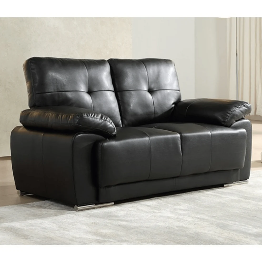 Tristan Black Leather Aire 2 Seater Sofa Sofa