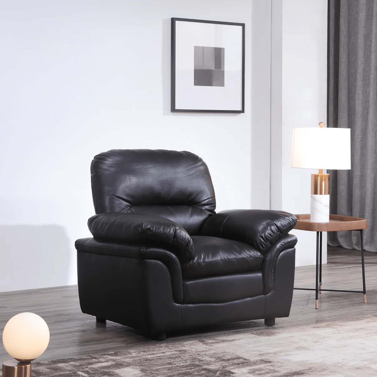 Amaya Black Leather 3+1 Seater Sofa Set