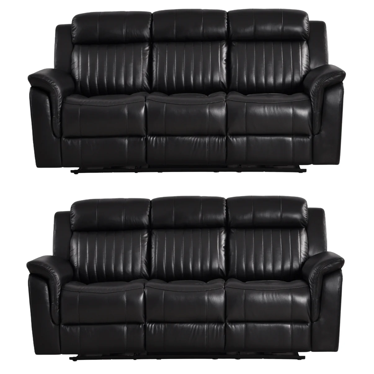 Bravado Genuine Leather Black Electric Power Recliner 3+3 Seater Set