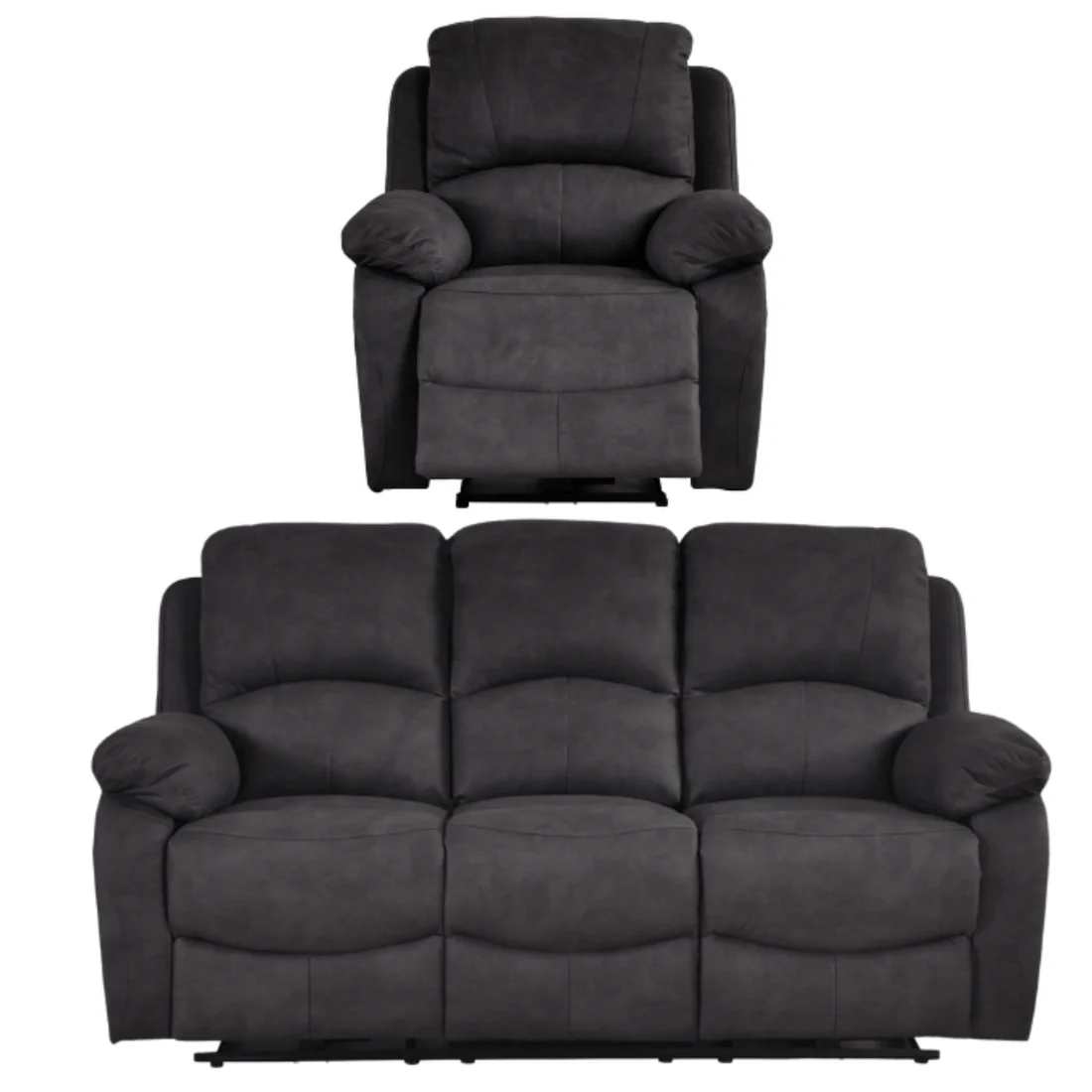 Pittsburgh Grey Fabric Electric Recliner 3+1 Seater Sofa Set