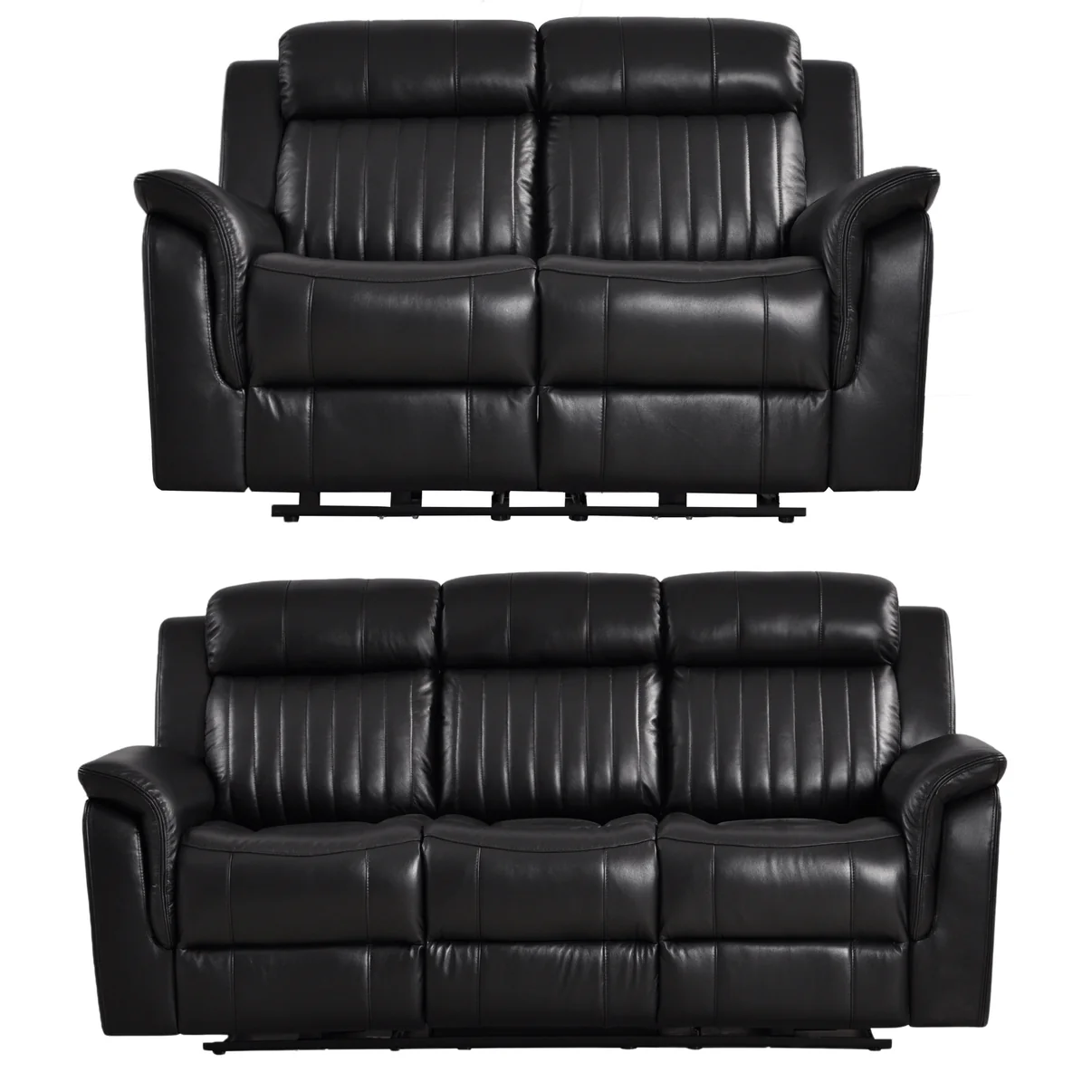Bravado Genuine Leather Black Electric Power Recliner 3+2 Seater
