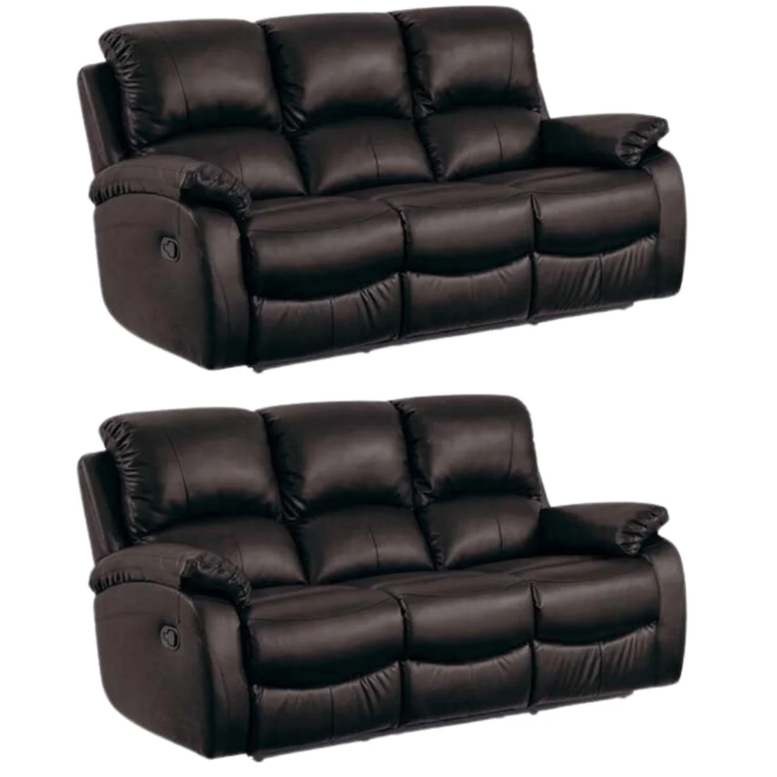 Pittsburgh Brown Leather Manual Recliner 3+3 Seater Sofa Set
