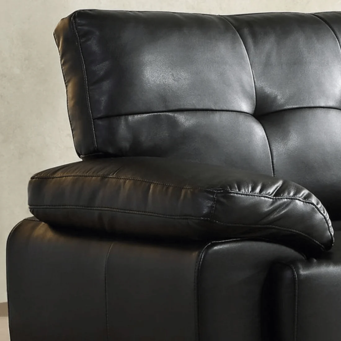 Tristan Black Leather Aire 2+1 Seater Sofa Set