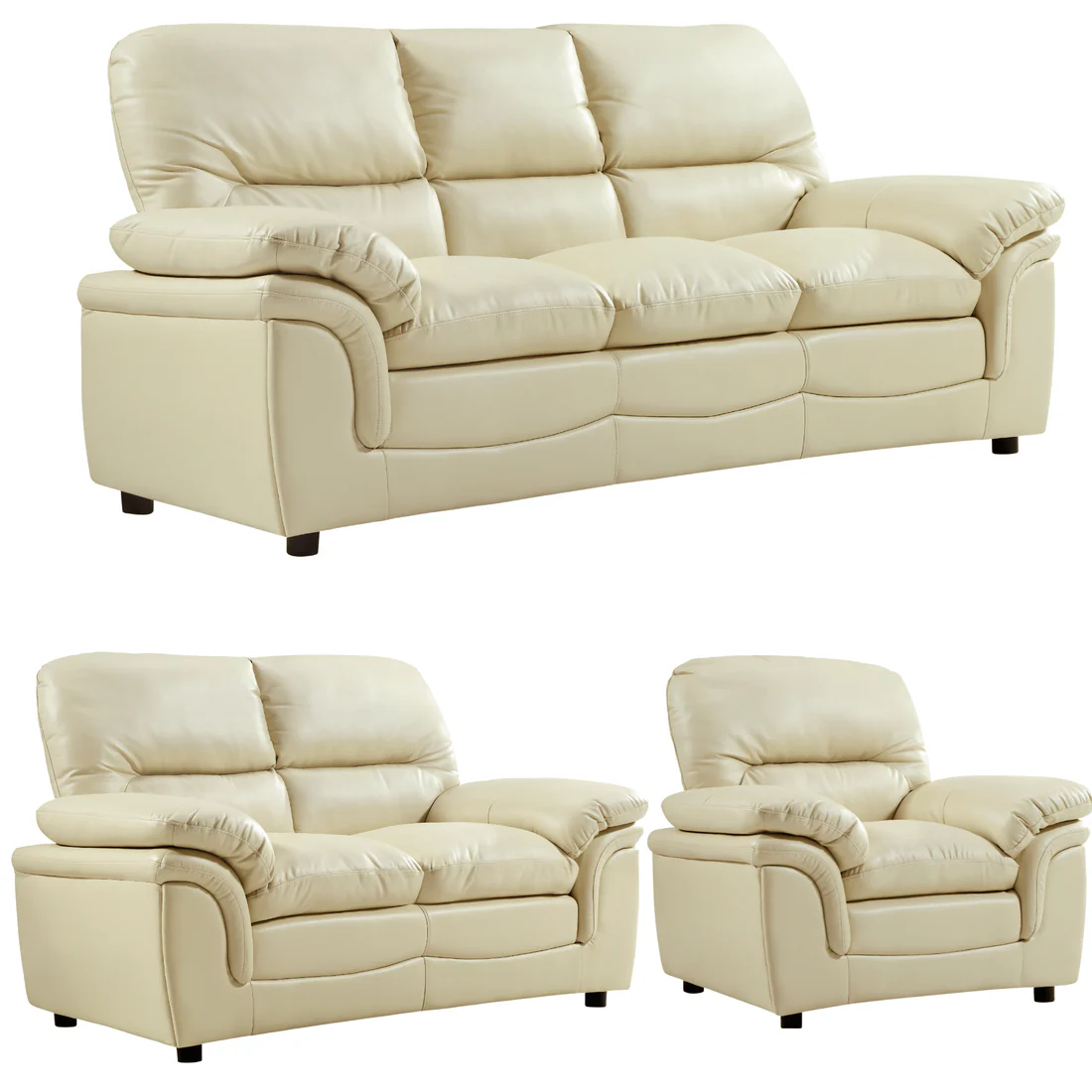 Amaya Cream Leather 3+2+1 Seater Sofa Set