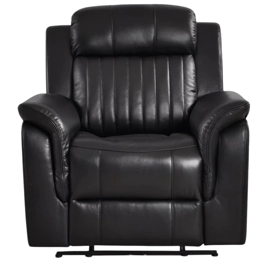 Bravado Genuine Leather Black Electric Power Recliner Armchair