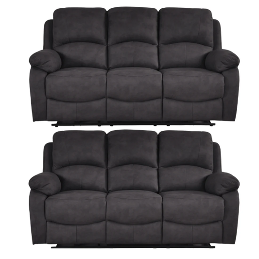 Pittsburgh Grey Fabric Electric 3+3 Seater Sofa