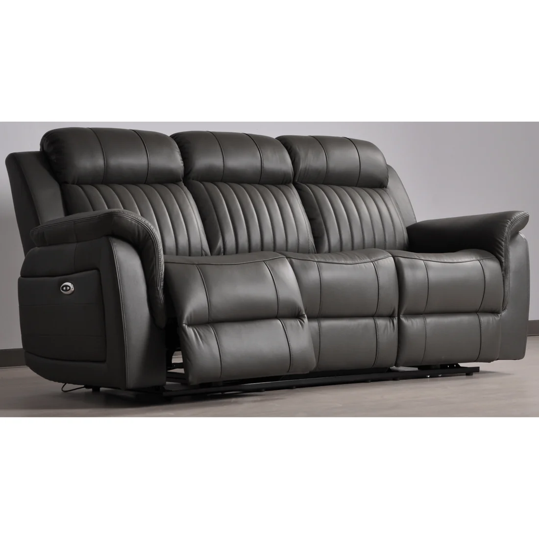 Bravado Genuine Leather Grey Electric Power Recliner 3+2 Seater