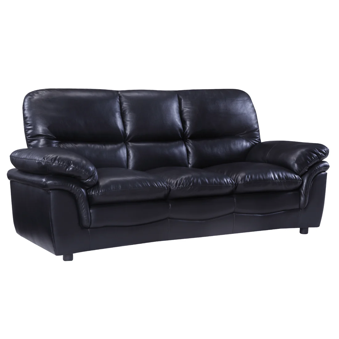 Amaya Black Leather 3 Seater Sofa