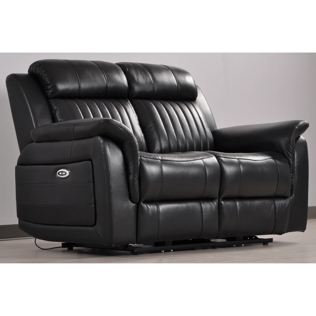 Bravado Genuine Leather Black Electric Power Recliner 3+2 Seater