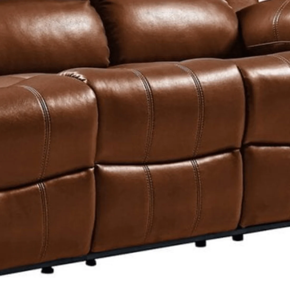 Seville Tan Leather Manual Recliner 3 Seater Sofa