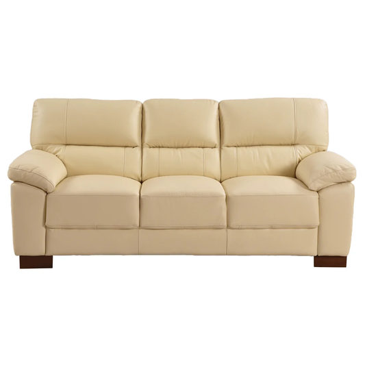 Pavilion Genuine Leather Cream 3 Seater Sofa