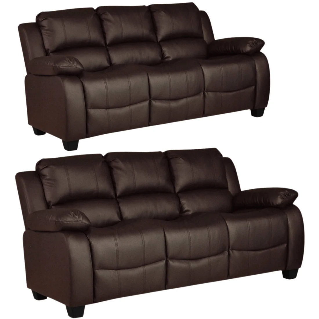 Brooker Black Leather 3+3 Seater Sofa Set