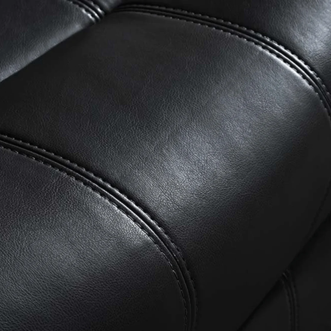 Seville Black Leather Manual Recliner 2 Seater Sofa
