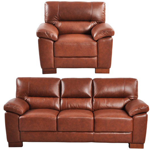 Pavilion Genuine Leather Tan 3+1 Seater Sofa Set