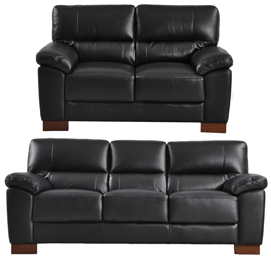 Pavilion Genuine Leather Black 3+2 Seater Sofa Set