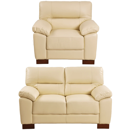 Pavilion Genuine Leather Cream 2+1 Seater Sofa Set