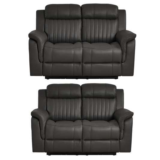 Bravado Genuine Leather Grey Electric Power Recliner 2+2 Seater Set