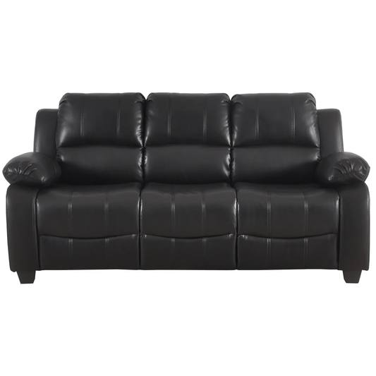 Brooker Black Leather 3 Seater Sofa