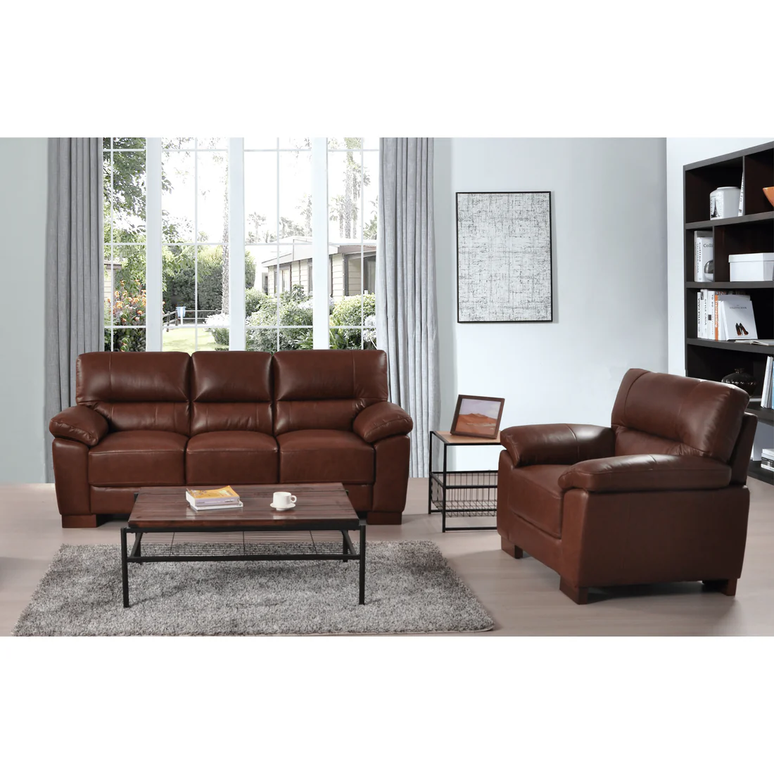 Pavilion Genuine Leather Tan 3+1 Seater Sofa Set