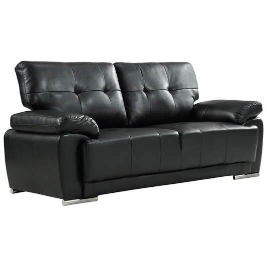 Tristan Black Leather Aire 3 Seater Sofa Sofa