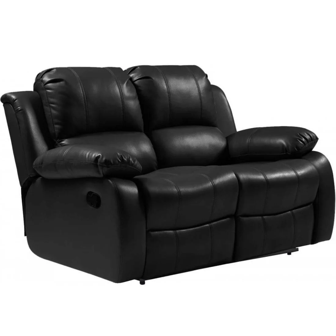 Seville Black Leather Manual Recliner 3+2 Seater Sofa Set