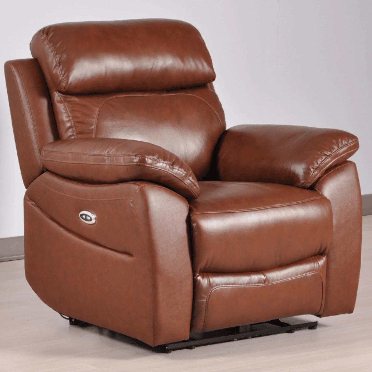 Newsome Genuine Leather Tan Electric Power Recliner 2+1 Seater Sofa Set