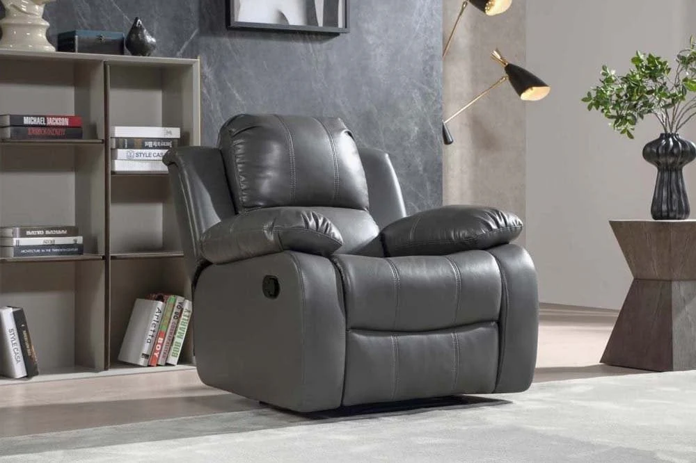 Seville Grey Leather Manual Recliner 3+2+1 Seater Sofa Set