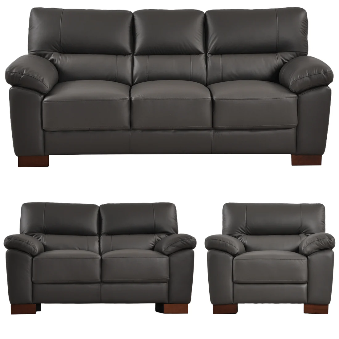 Pavilion Genuine Leather Grey 3+2+1 Seater Sofa Set