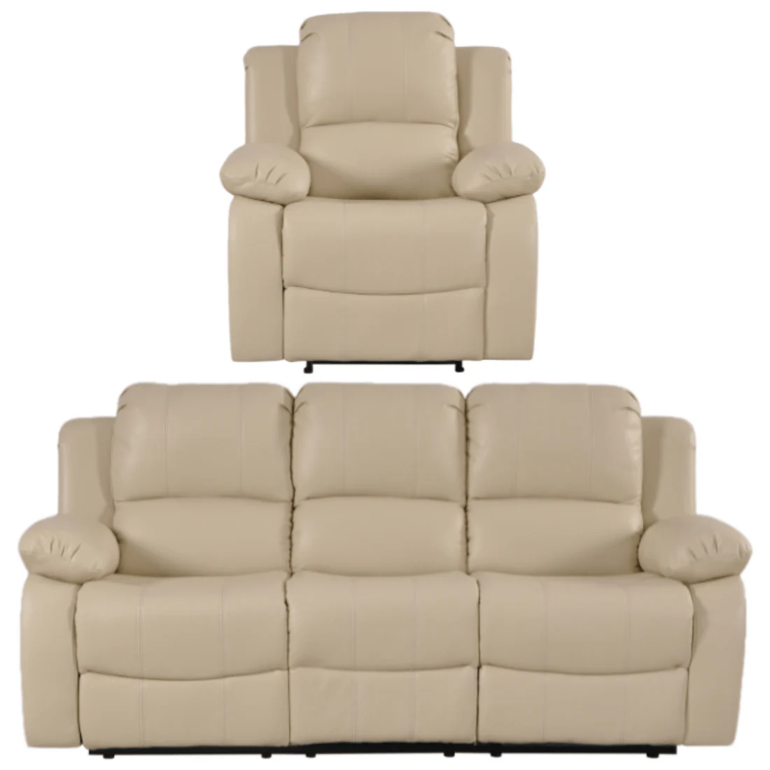 Seville Tan Leather Manual Recliner 3+1 Seater Sofa Set