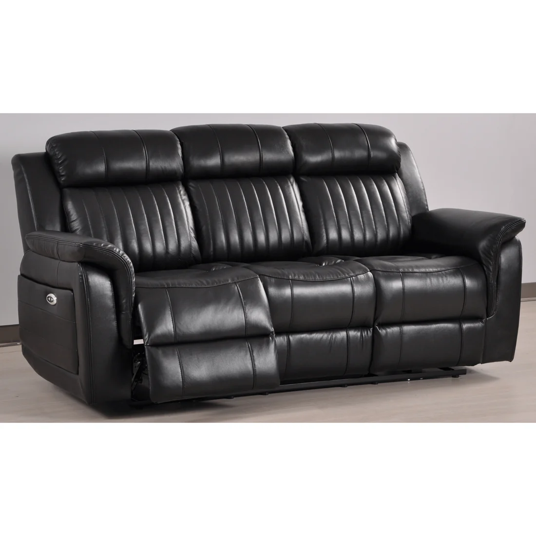 Bravado Genuine Leather Black Electric Power Recliner 3+3 Seater Set