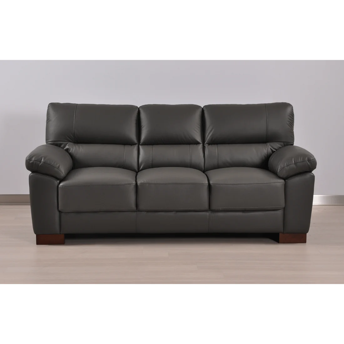 Pavilion Genuine Leather Grey 3 Seater Sofa