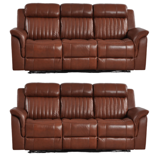 Bravado Genuine Leather Tan Electric Power Recliner 3+3 Seater Set