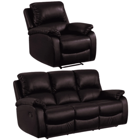Pittsburgh Brown Leather Manual Recliner 3+1 Seater Sofa Set