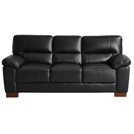 Pavilion Genuine Leather Black 3 Seater Sofa
