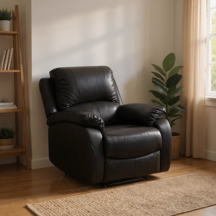 Pittsburgh Brown Leather Manual Recliner Armchair