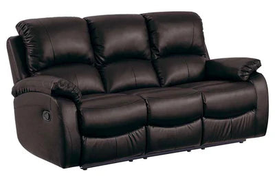 Pittsburgh Brown Leather Manual Recliner 3 Seater Sofa